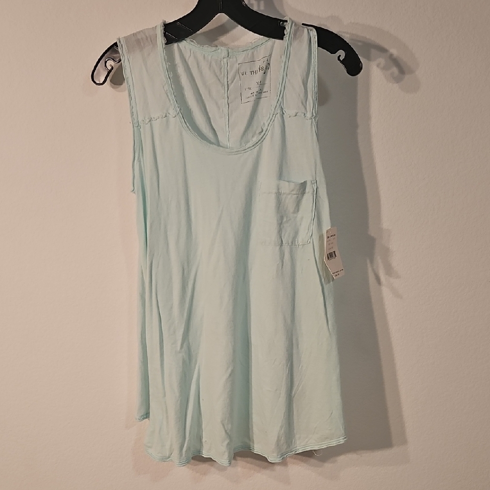 Free People We The Free Light Mint Scoop Pocket Tank Sz XS New